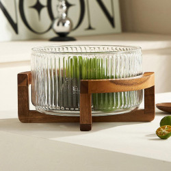 Glass Bowl & Wooden Base